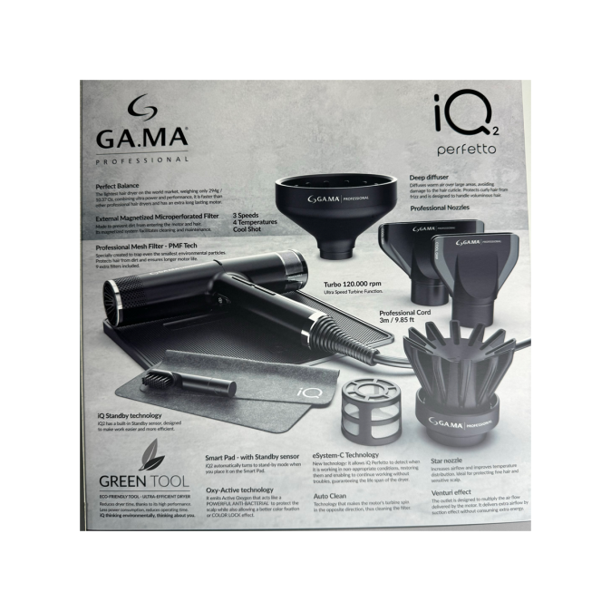 Фен для волосся професійний GAMA iQ 2 BLACK (PH6075.BK) 2024 
