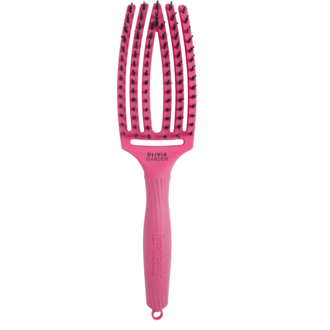Професійна щітка для розплутування волосся Olivia Garden Fingerbrush Care Iconic Boar & Nylon Hot Pink M (арт. ID1200 / PR-FB1PC-BLUSH-HP) 