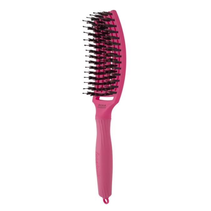 Професійна щітка для розплутування волосся Olivia Garden Fingerbrush Care Iconic Boar & Nylon Hot Pink M (арт. ID1200 / PR-FB1PC-BLUSH-HP) 