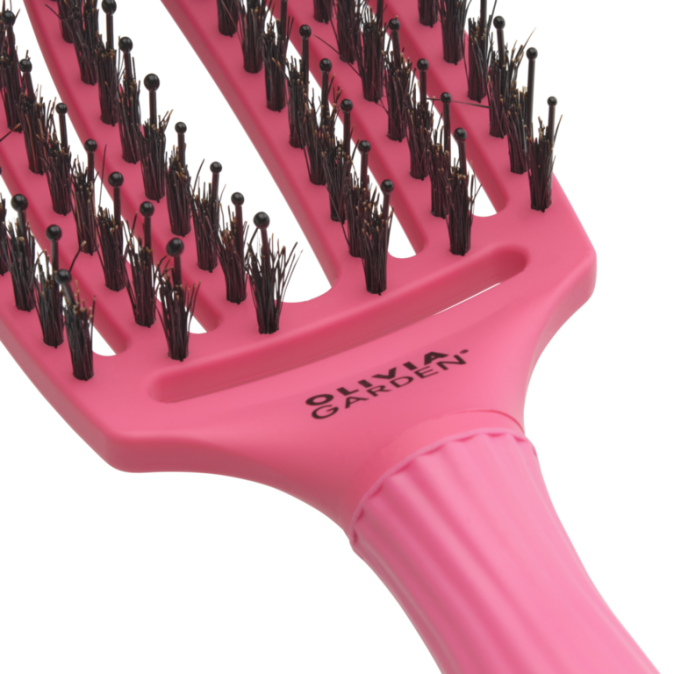 Професійна щітка для розплутування волосся Olivia Garden Fingerbrush Care Iconic Boar & Nylon Hot Pink M (арт. ID1200 / PR-FB1PC-BLUSH-HP) 
