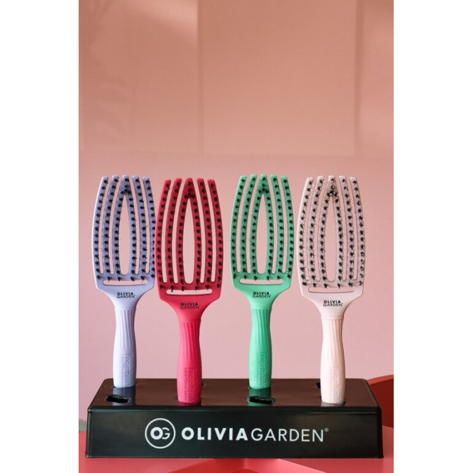 Професійна щітка для розплутування волосся Olivia Garden Fingerbrush Care Iconic Boar & Nylon Hot Pink M (арт. ID1200 / PR-FB1PC-BLUSH-HP) 