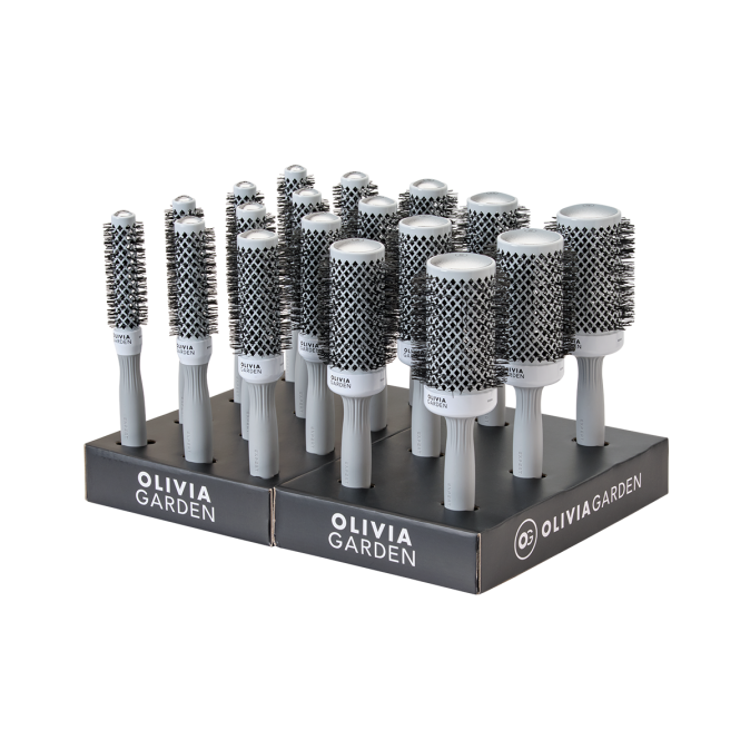 Дисплей Olivia Garden EXPERT BLOWOUT SHINE White & Grey Display 18pc 4x(20 + 25 + 35) 3x(45 + 55) (ID2011) 