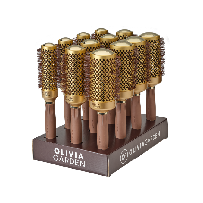 Дисплей брашів Olivia Garden EXPERT BLOWOUT SHINE Gold & Brown Display 12pc 4x(35 + 45 + 55) (ID2055) 