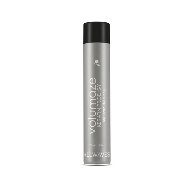 Лак для надання об'єму волоссю з кератином ALLWAVES VOLUMAZE KERATIN PRODIGY VOLUMISING HAIR SPRAY, 750 мл 