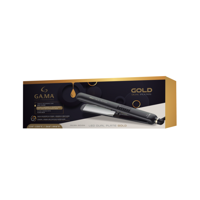 Щипці-випрямлювачі CP14 LED DUAL PLATE GOLD титанова та керамічна пластини (GI2510) 